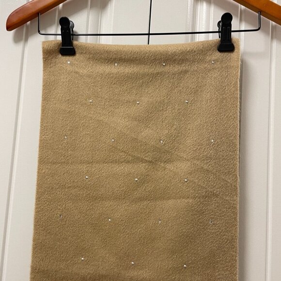 Vintage Rhinestone Fringe Scarf Camel - Picture 4 of 8